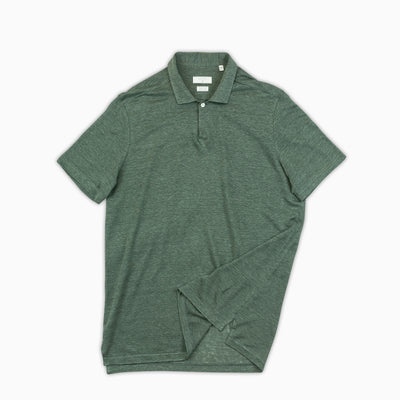 Loran short-sleeved polo in light-linen jersey (foliage green)