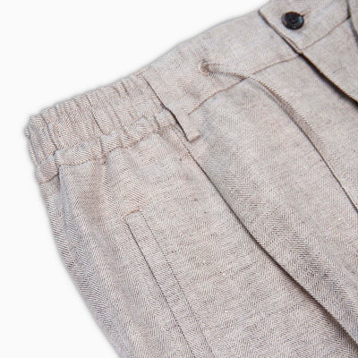 Lupo Bermuda shorts with drawstring in herringbone linen (canapa beige)
