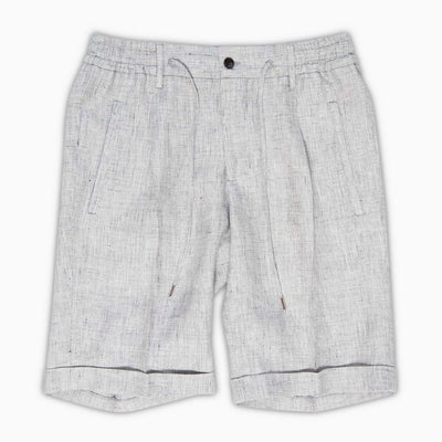 Lupo Bermuda shorts with drawstring in yarn dyed linen (urban grey)