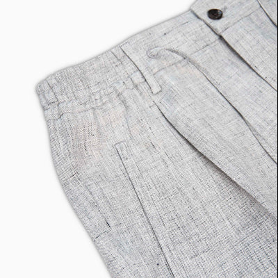 Lupo Bermuda shorts with drawstring in yarn dyed linen (urban grey)