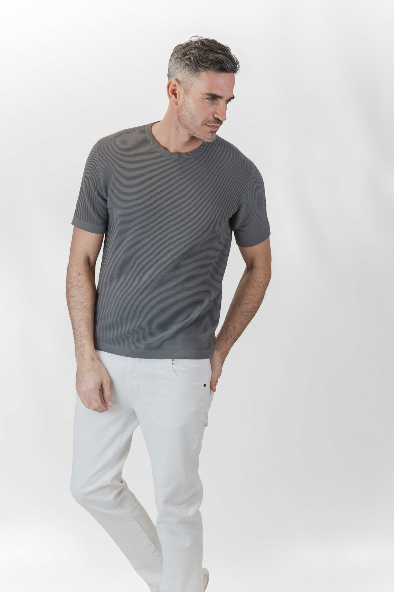 Malten T-Shirt Tricot Compact Cotton (mud grey)