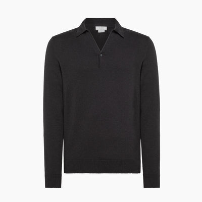 Markus long sleeved knitted polo in top cashmere
