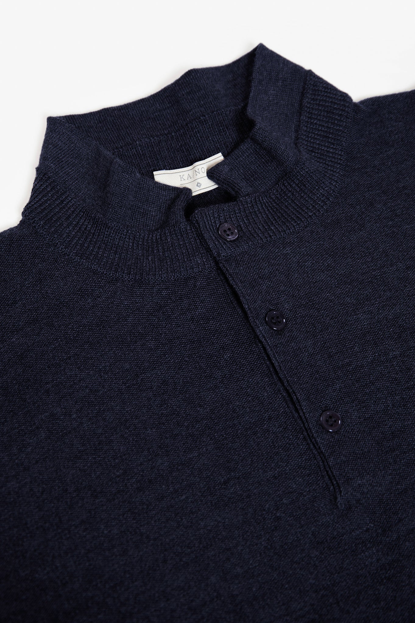 Moré Long sleeved knitted polo Superfine Merino Wool (dark blue)