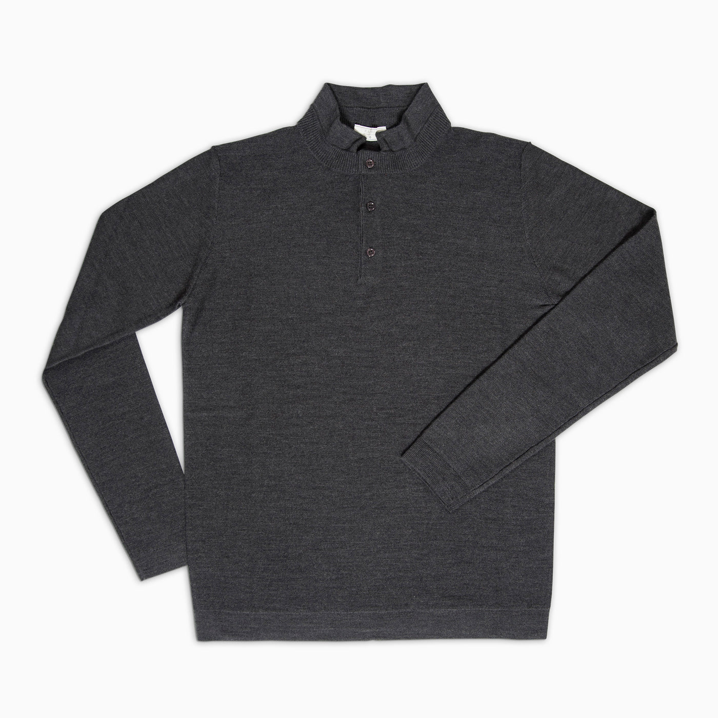 Moré Long sleeved knitted polo Superfine Merino Wool (dark grey)
