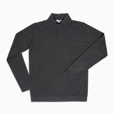 Moré Long sleeved knitted polo Superfine Merino Wool (dark grey)