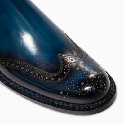 Pacome entirely hand crafted chelsea shoe with swallowtail (dark blue)