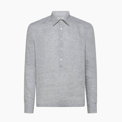 Raimond half-buttoned shirt in Capri Linen (Stone Grey)