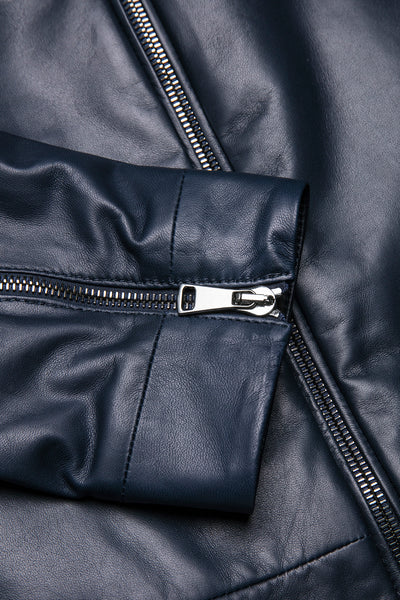 Remon soft-leather jacket in matt soft lamb (dark blue)