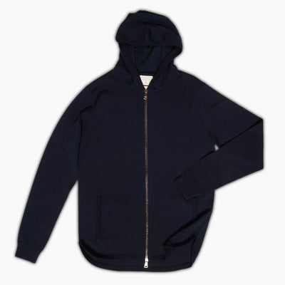 Robin Knitted luxury wool 180'S Avalon full zip hooded (dark blue)