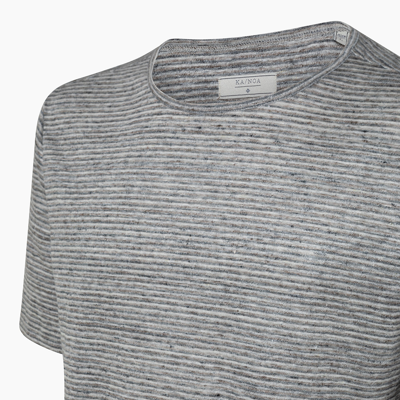 Smile stripe pattern short-sleeved t-shirt in linen