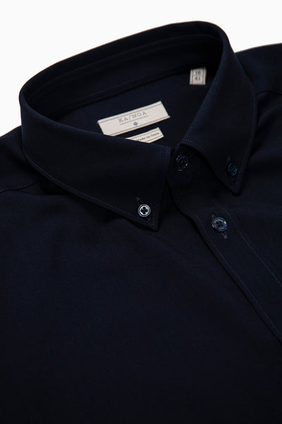Sandre shirt botton down twill wool (dark blue)