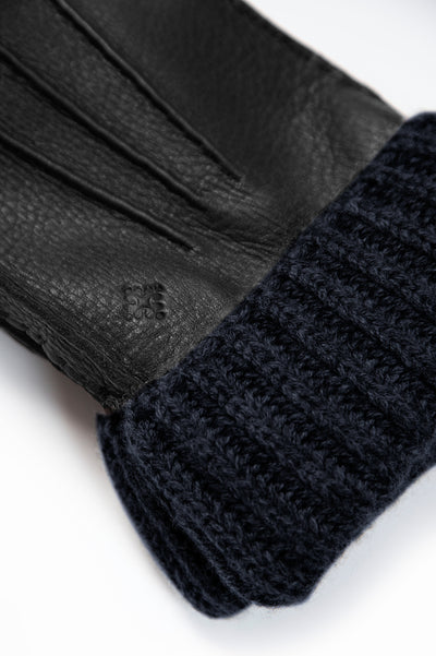 Victor 100% Soft Deer and Interior in Cashmere Gloves (black and blue)