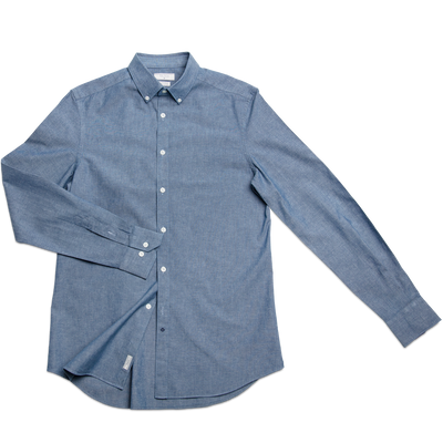 Sandre shirt botton down indigo cotton (ocean blue)